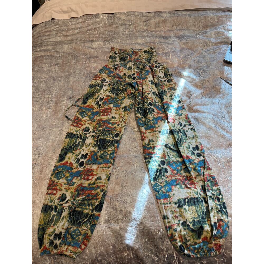 Buddha Pants Harem Pants | Multicolor Boho Print | Smocked Waist | XS - Picture 4 of 4